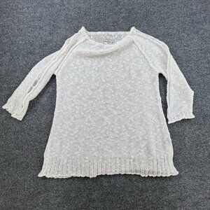 Georgina Estefania Dallas White Open Knit Sweater Tunic Womens XL Beach Cover Up